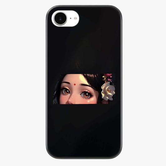 Radha Divine Embrace Glass Case showing full back design in clean flat view with glossy glass finish.