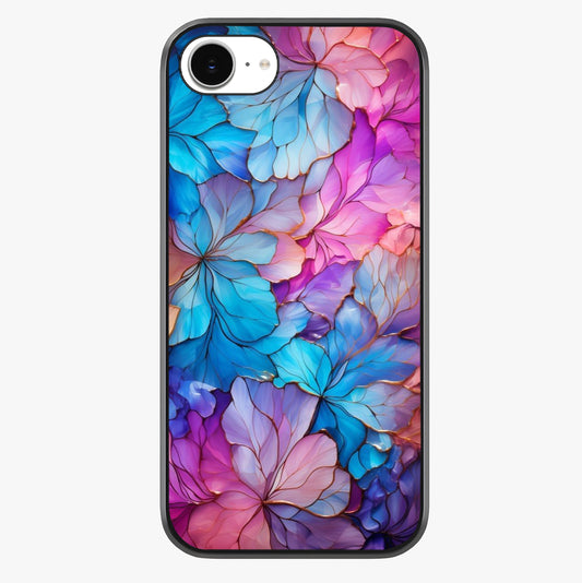 Radiant Floral Whirl Glass Case showing full back design in clean flat view with glossy glass finish.