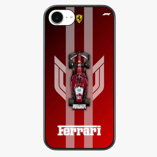 Red Ferrari F1 Vertical Glass Case showing full back design in clean flat view with glossy glass finish.