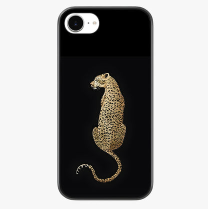 Regal Leopard Glass Case showing full back design in clean flat view with glossy glass finish.