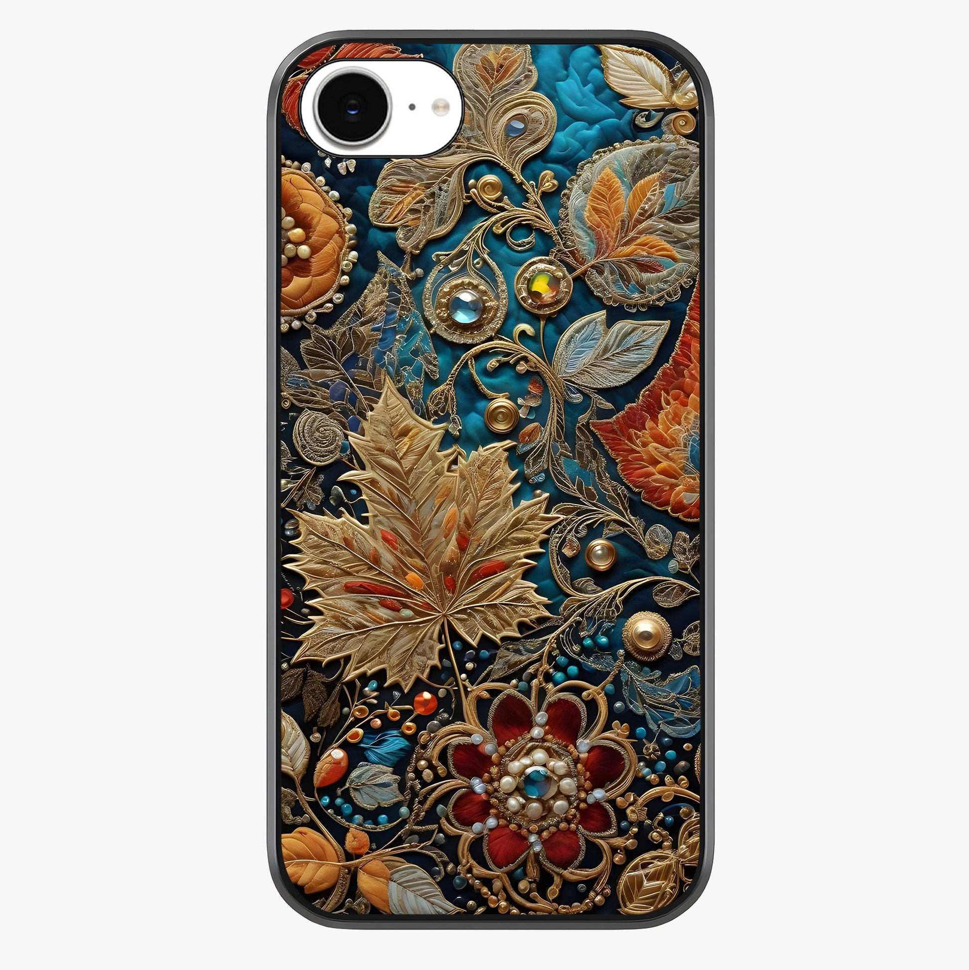 Royal Jewel Garden Glass Case showing full back design in clean flat view with glossy glass finish.
