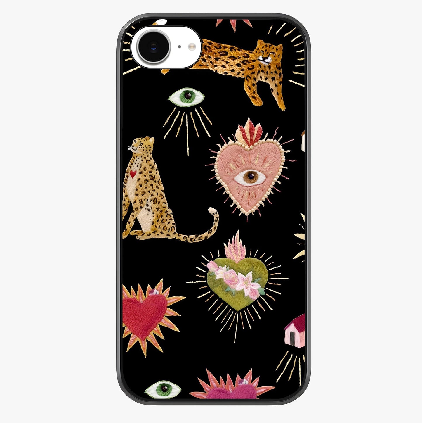 Sacred Jungle Heart Glass Case showing full back design in clean flat view with glossy glass finish.