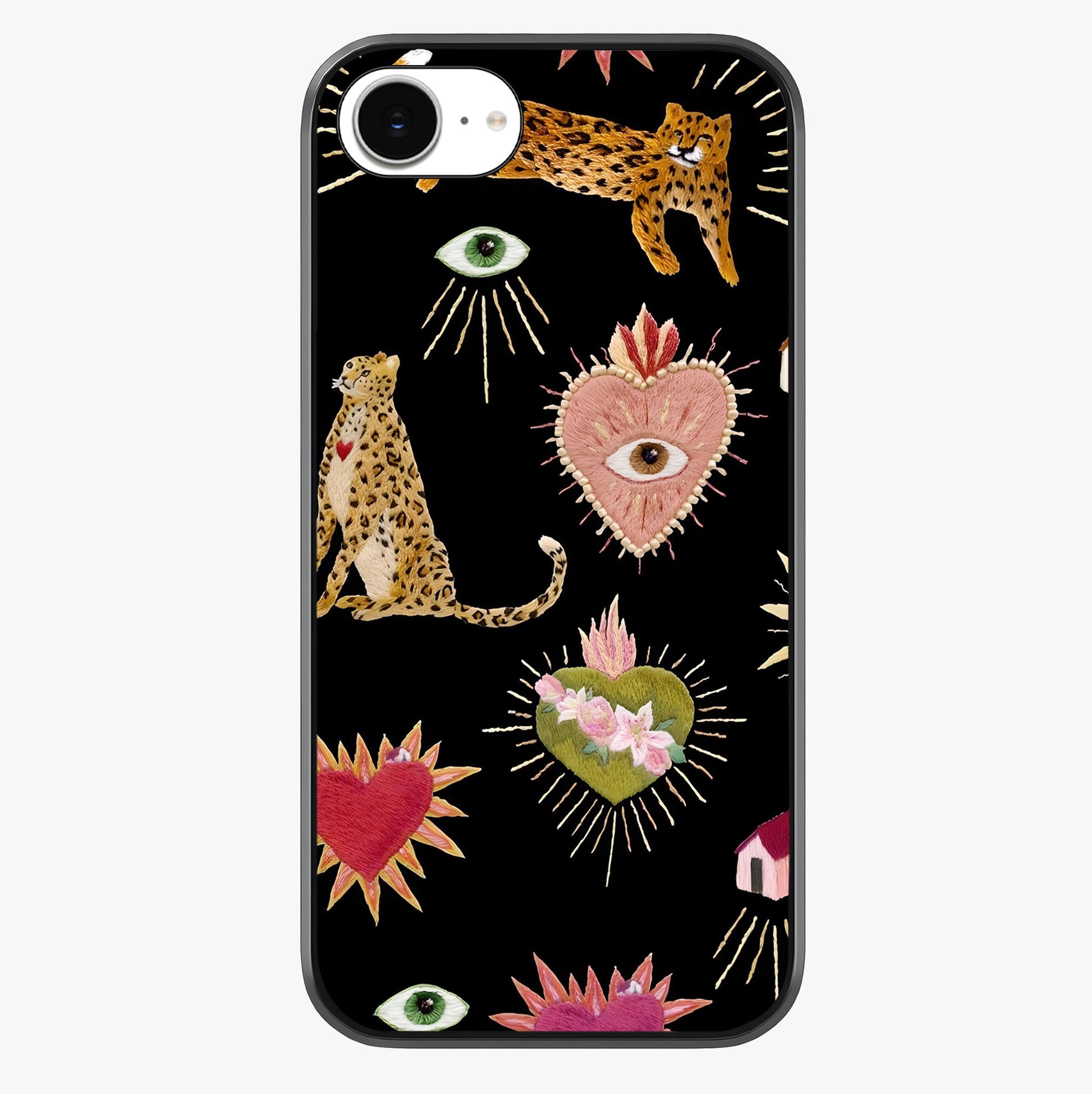 Sacred Jungle Heart Glass Case showing full back design in clean flat view with glossy glass finish.