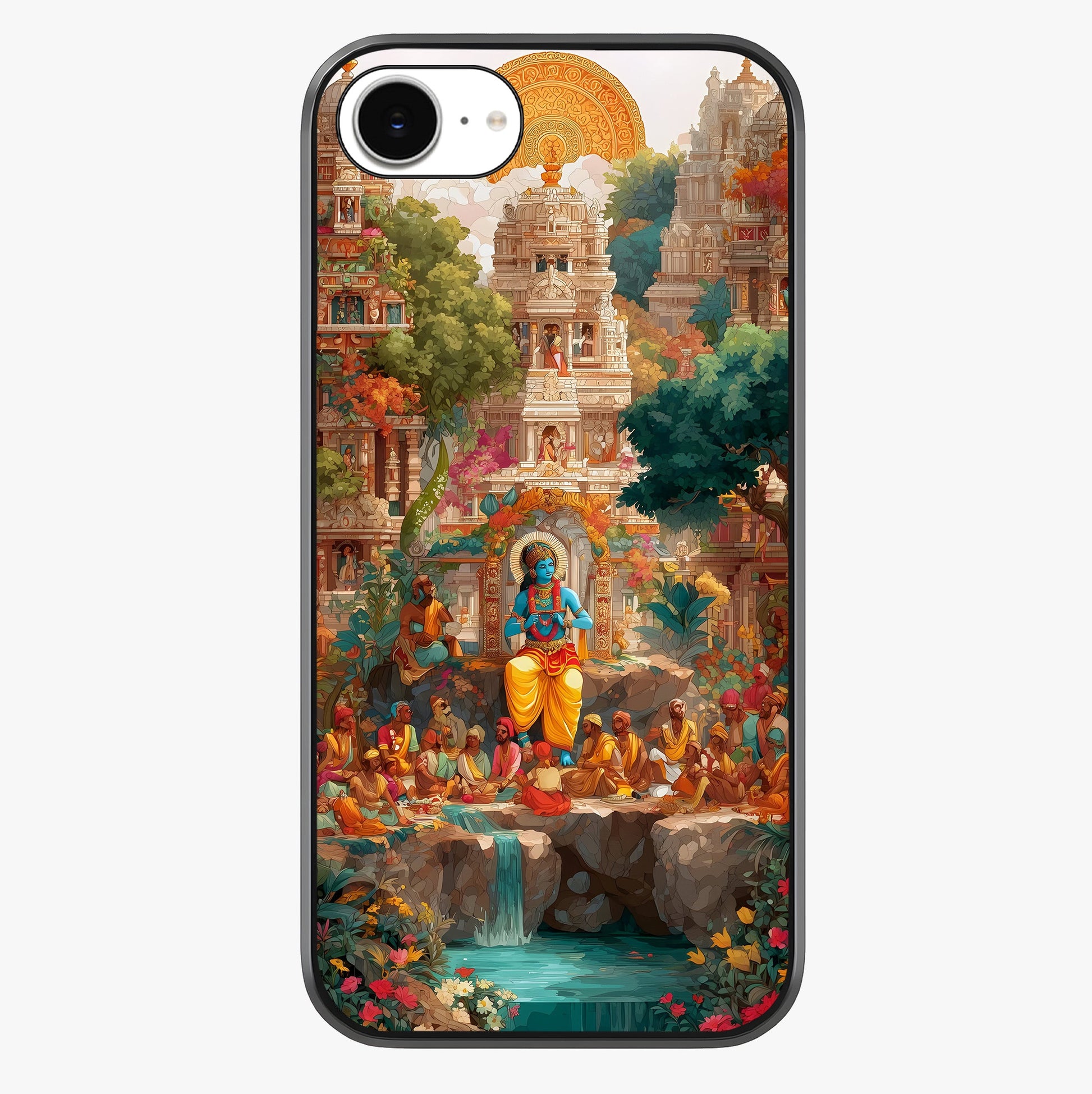 Sacred Sunlight Gods Glass Case showing full back design in clean flat view with glossy glass finish.