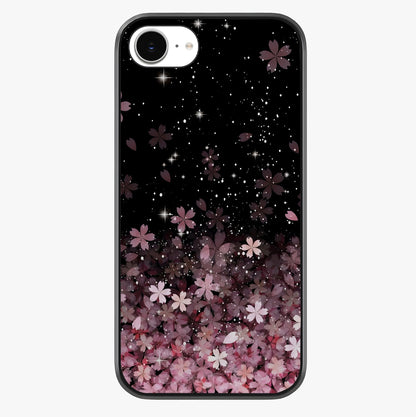 Small Starry Flowers Glass Case showing full back design in clean flat view with glossy glass finish.