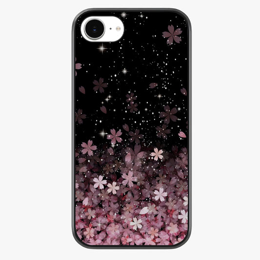 Small Starry Flowers Glass Case showing full back design in clean flat view with glossy glass finish.