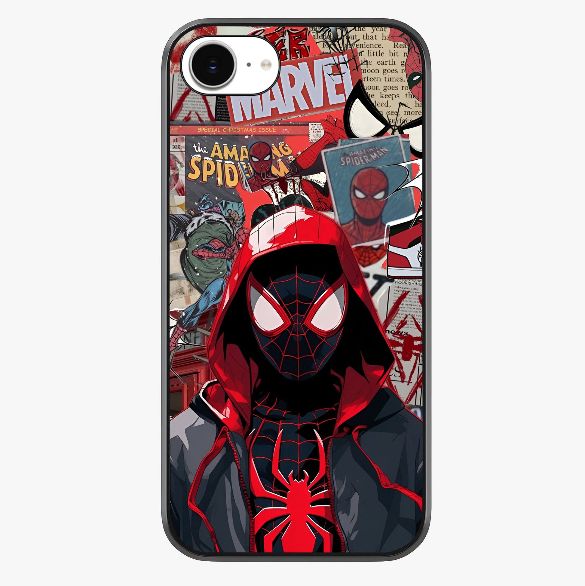 Spider Collage Street Glass Case showing full back design in clean flat view with glossy glass finish.
