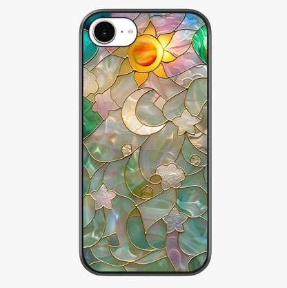 Stained Sunrise Glow Glass Case showing full back design in clean flat view with glossy glass finish.