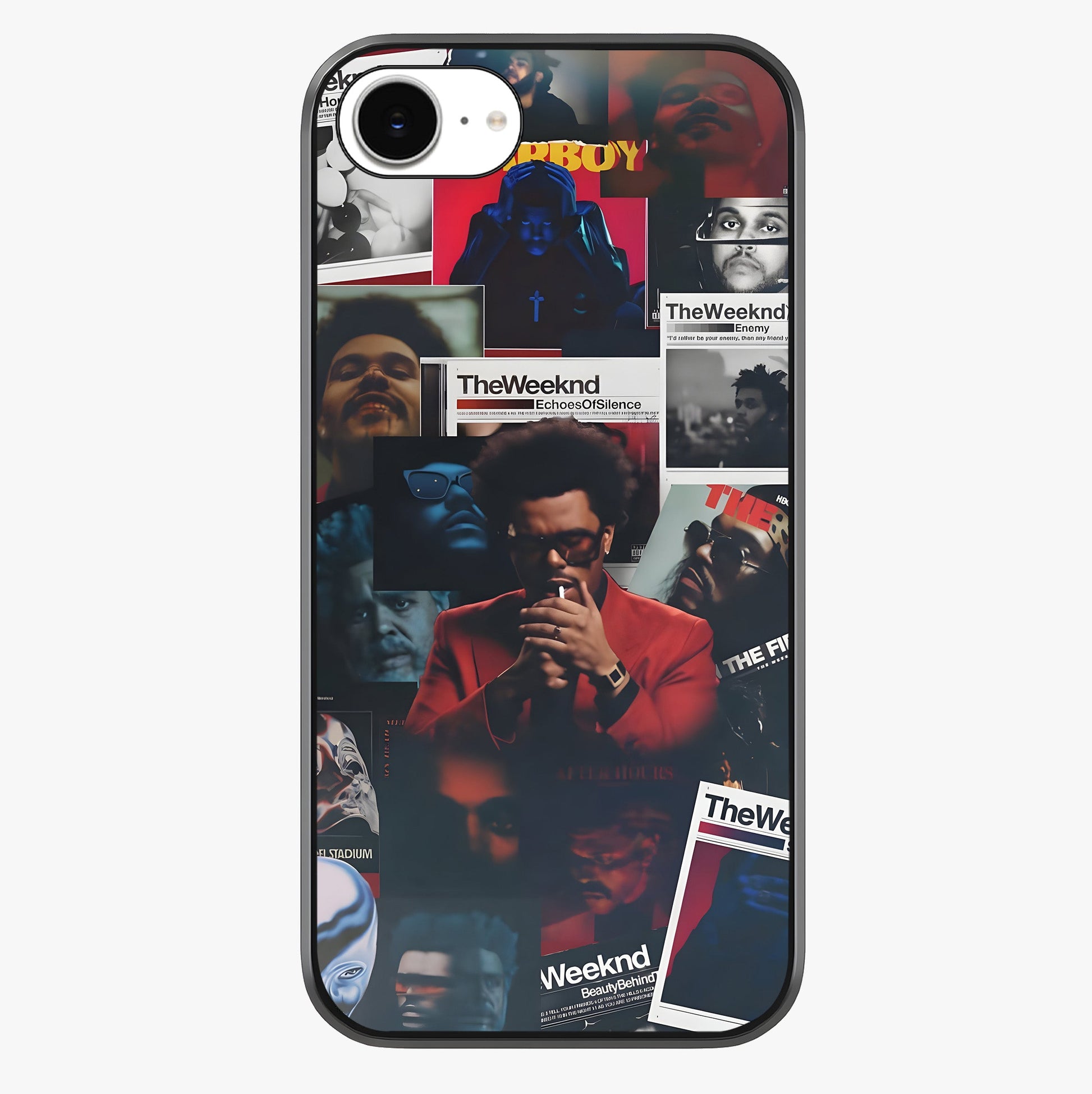 The Weeknd Glass Case showing full back design in clean flat view with glossy glass finish.