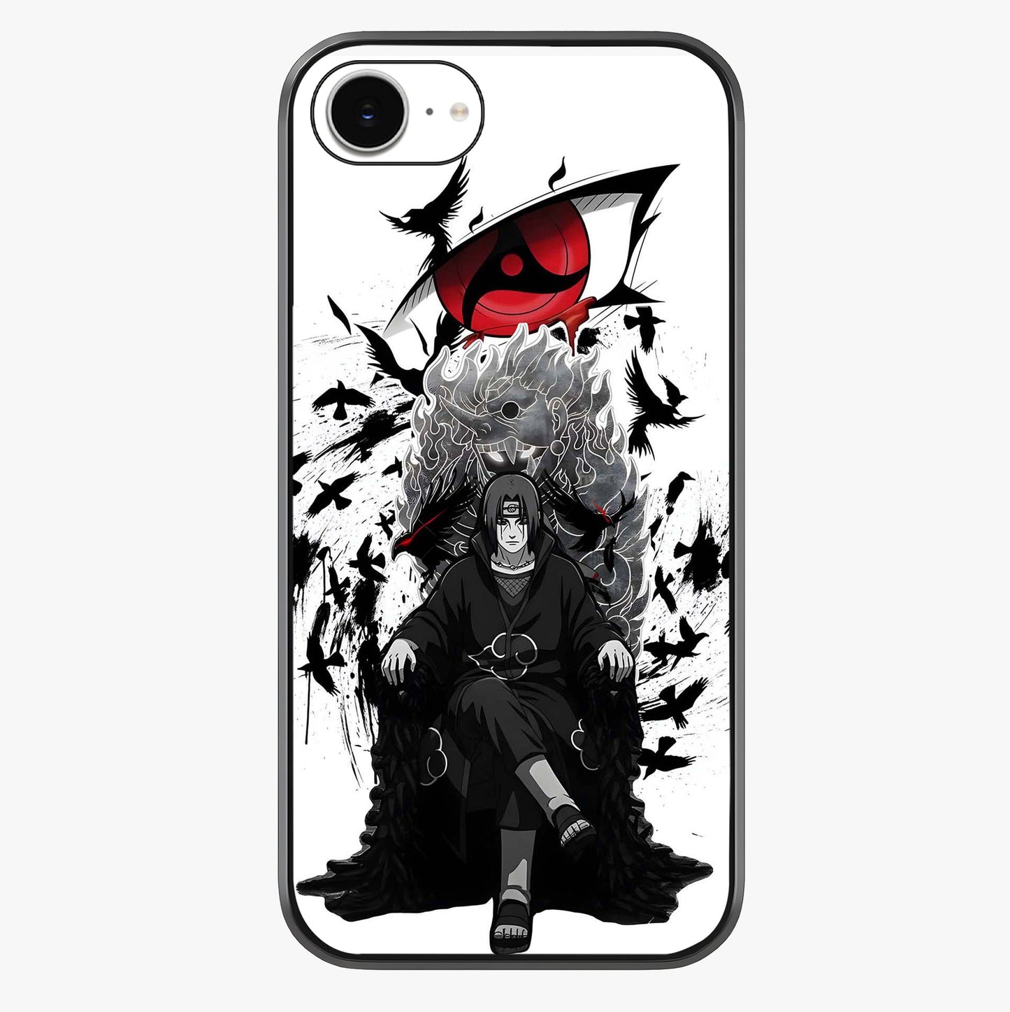 Uchiha Shadow Throne Glass Case showing full back design in clean flat view with glossy glass finish.
