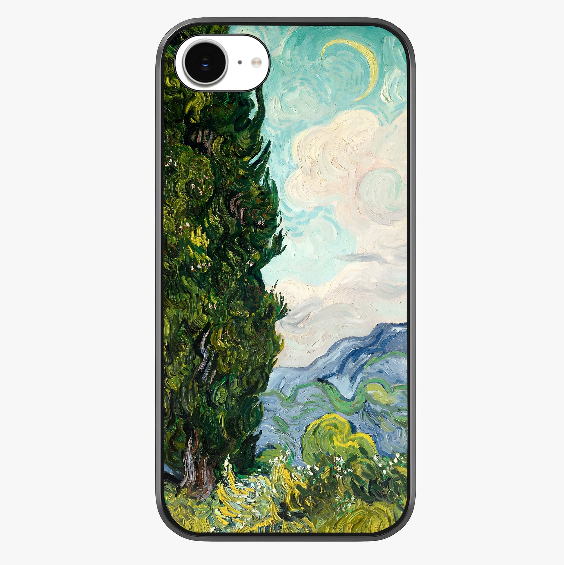Van Gogh Vintage Art Glass Case showing full back design in clean flat view with glossy glass finish.