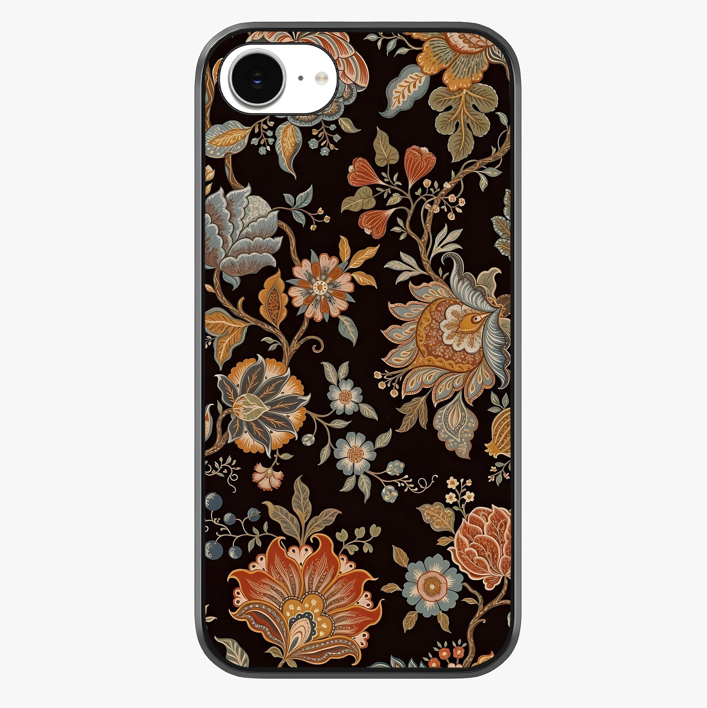 Vintage Floral Dream Glass Case showing full back design in clean flat view with glossy glass finish.