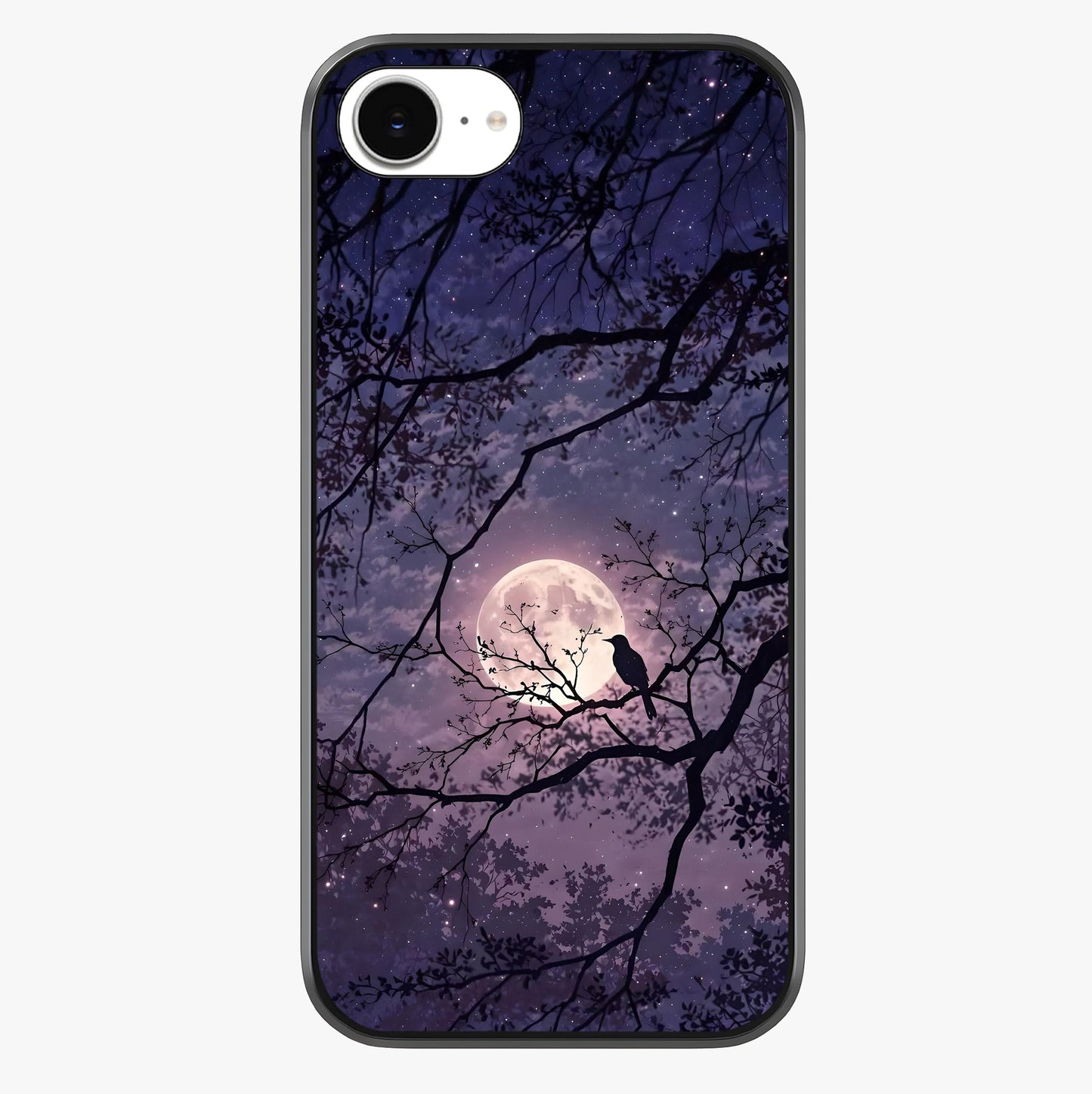 Whispering Moon Silence Glass Case showing full back design in clean flat view with glossy glass finish.