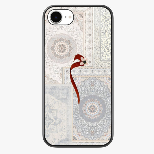 White Aesthetic Bow Glass Case showing full back design in clean flat view with glossy glass finish.