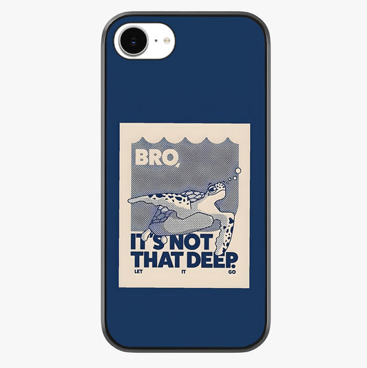 Worry Less Swim Glass Case showing full back design in clean flat view with glossy glass finish.