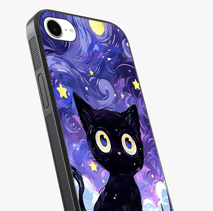 Abstract Cat Art Glass Case captured at a warm angle highlighting gloss, texture and premium glass finish.