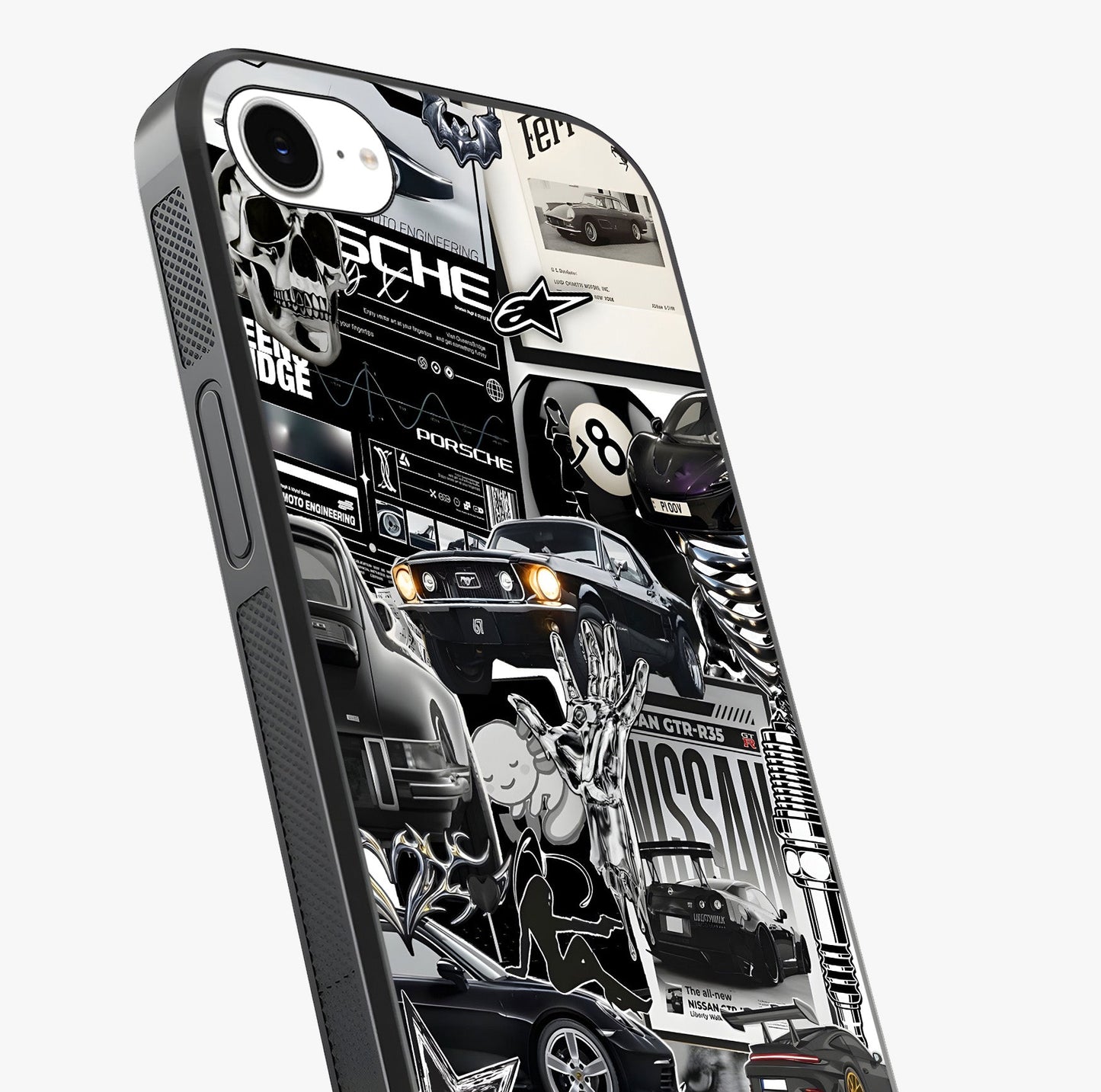 Aesthetic Dark Love Glass Case captured at a warm angle highlighting gloss, texture and premium glass finish.