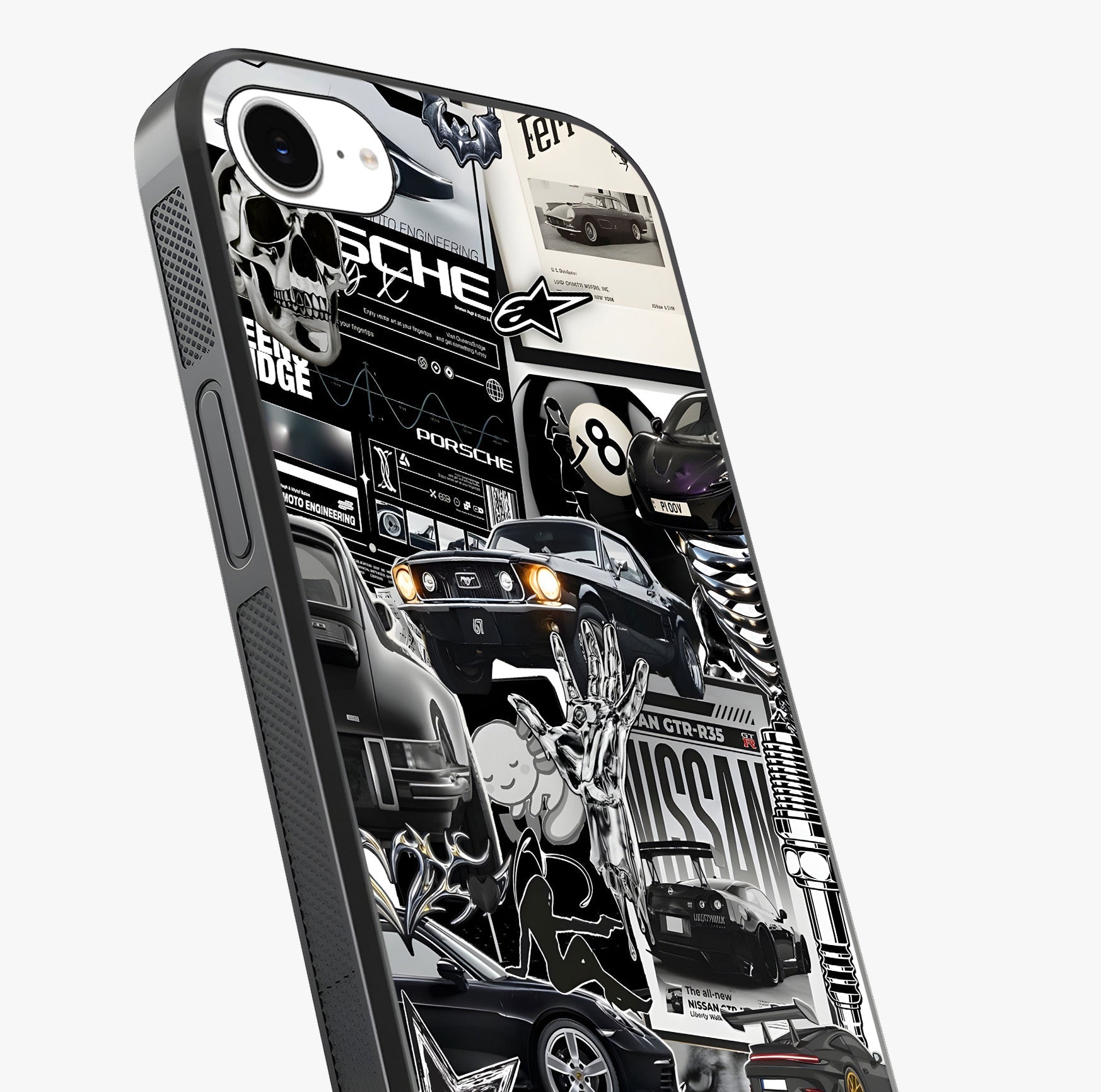 Aesthetic Dark Love Glass Case captured at a warm angle highlighting gloss, texture and premium glass finish.