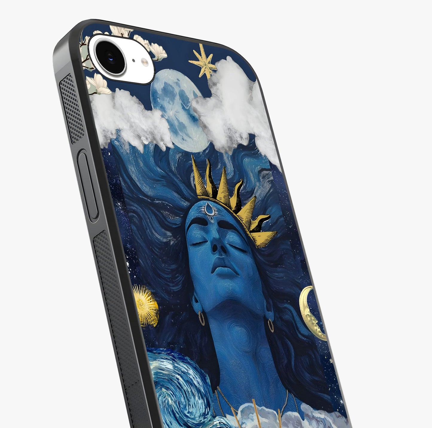 Aesthetic Lord Shiva Glass Case captured at a warm angle highlighting gloss, texture and premium glass finish.