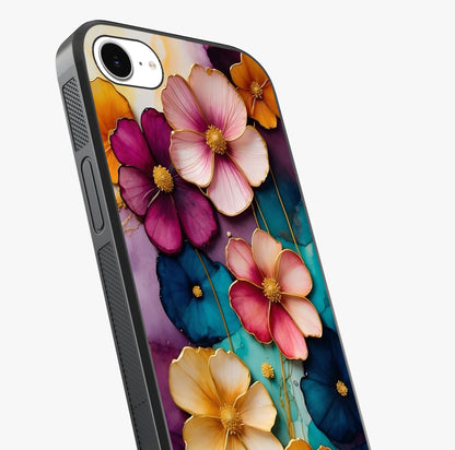 Artlyn Grace Flower Pattern Glass Case captured at a warm angle highlighting gloss, texture and premium glass finish.