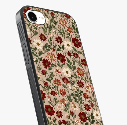 Biege Flower With Leaf Glass Case captured at a warm angle highlighting gloss, texture and premium glass finish.