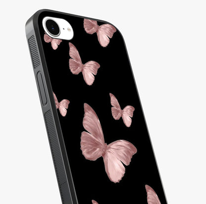 Butterfly Pattern Glass Case captured at a warm angle highlighting gloss, texture and premium glass finish.