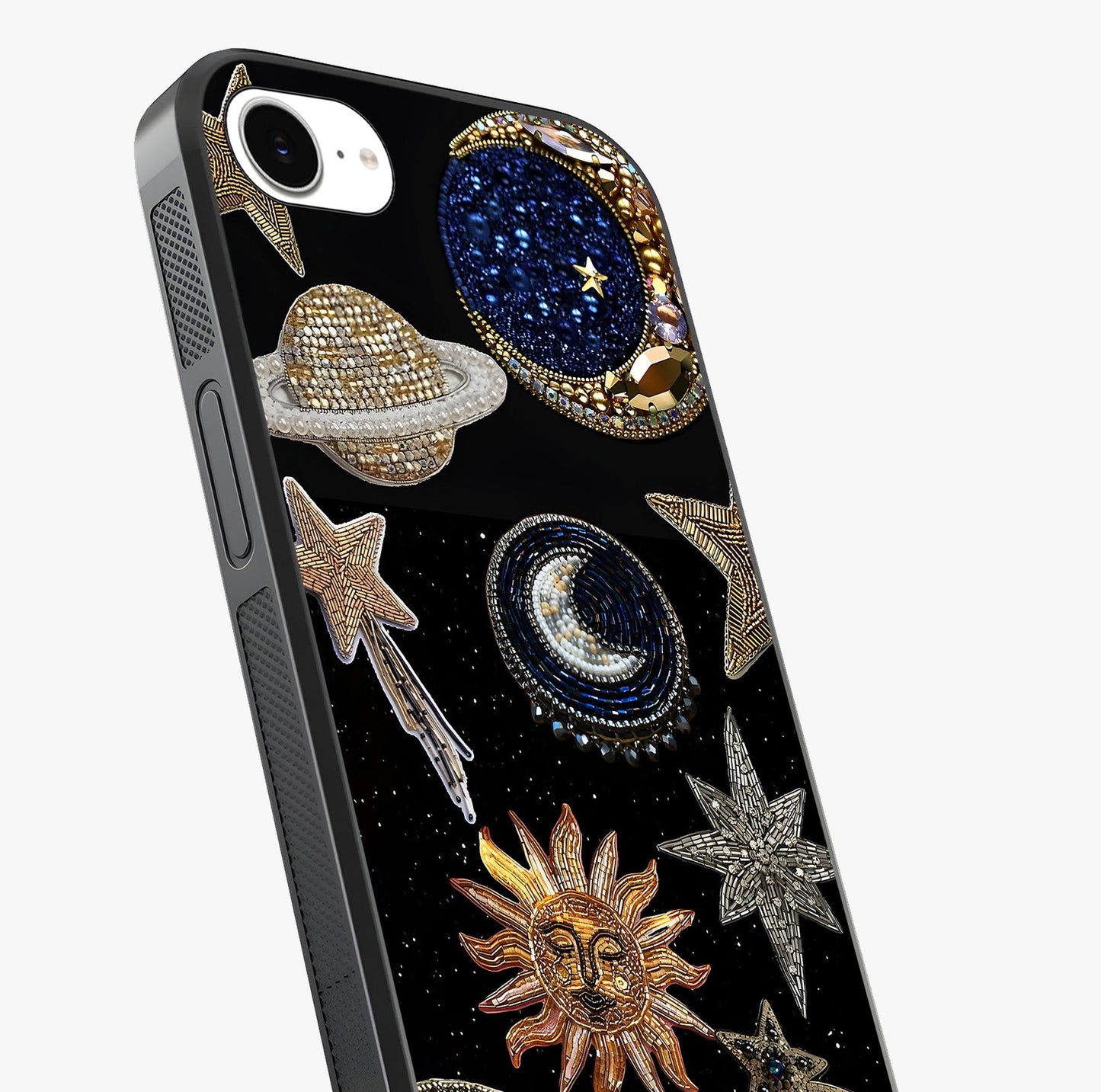 Celestial Gem Constellations Glass Case captured at a warm angle highlighting gloss, texture and premium glass finish.