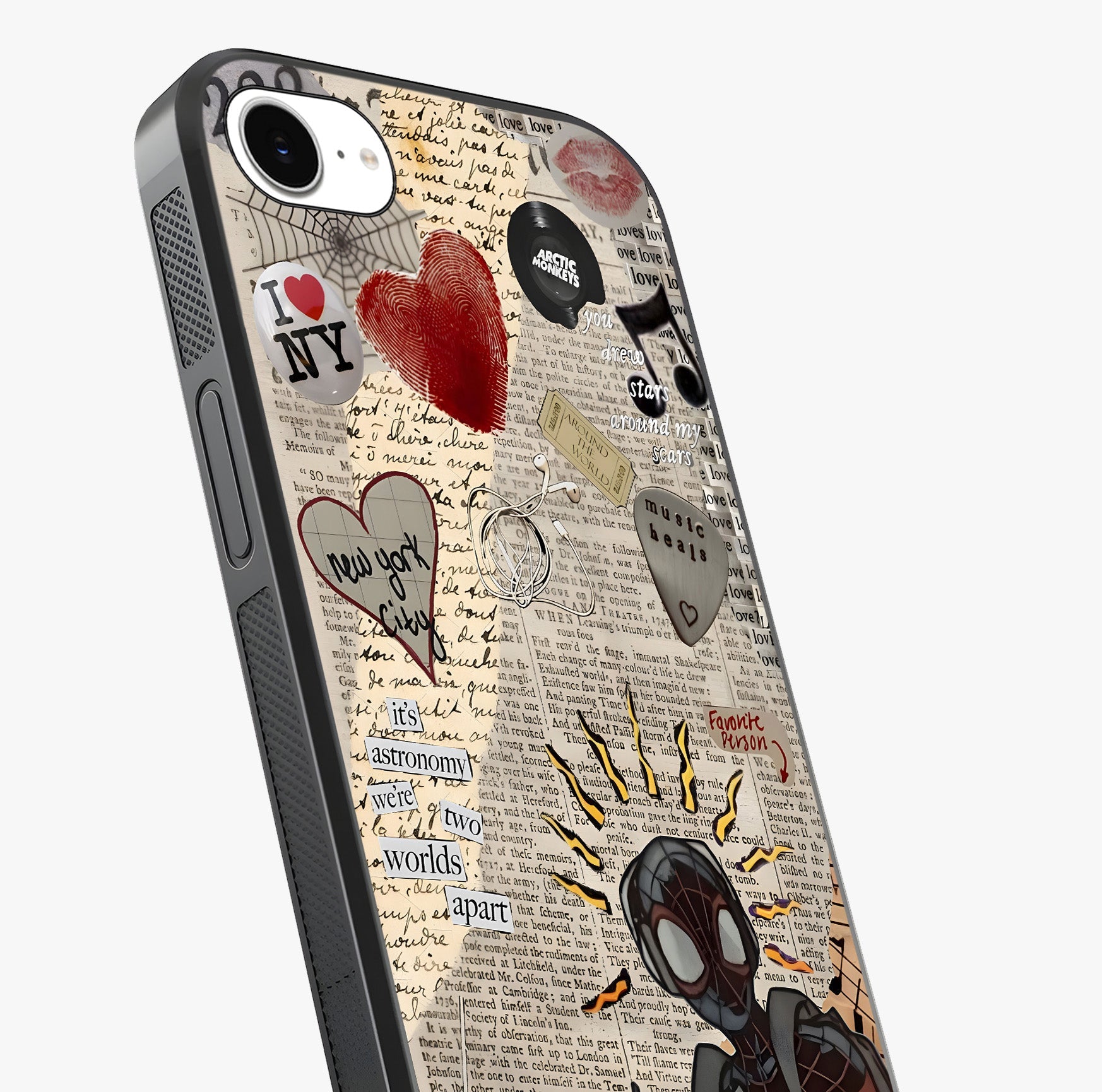 City Dream Sketch Glass Case captured at a warm angle highlighting gloss, texture and premium glass finish.