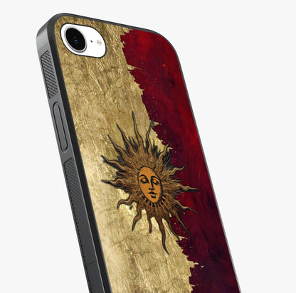 Crimson Sun Majesty Glass Case captured at a warm angle highlighting gloss, texture and premium glass finish.