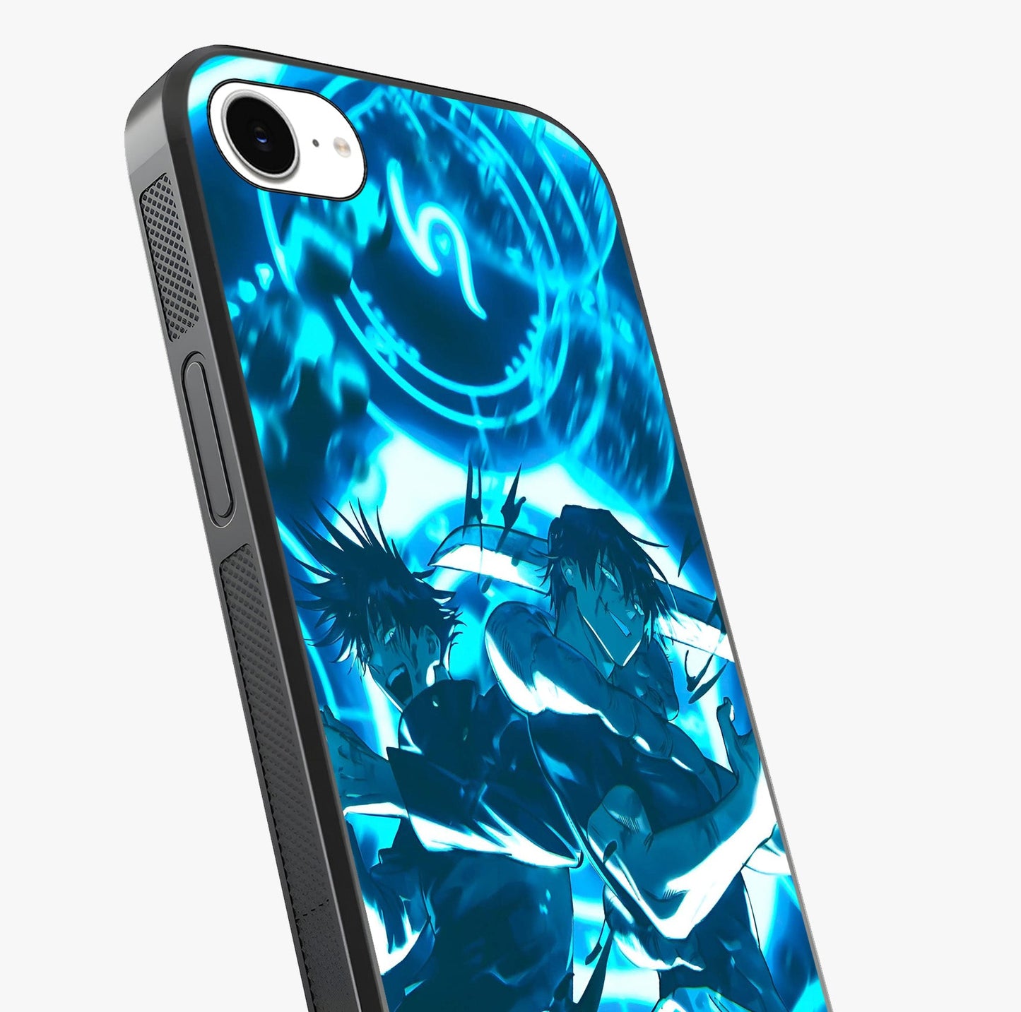 Cursed Energy Clash Glass Case captured at a warm angle highlighting gloss, texture and premium glass finish.