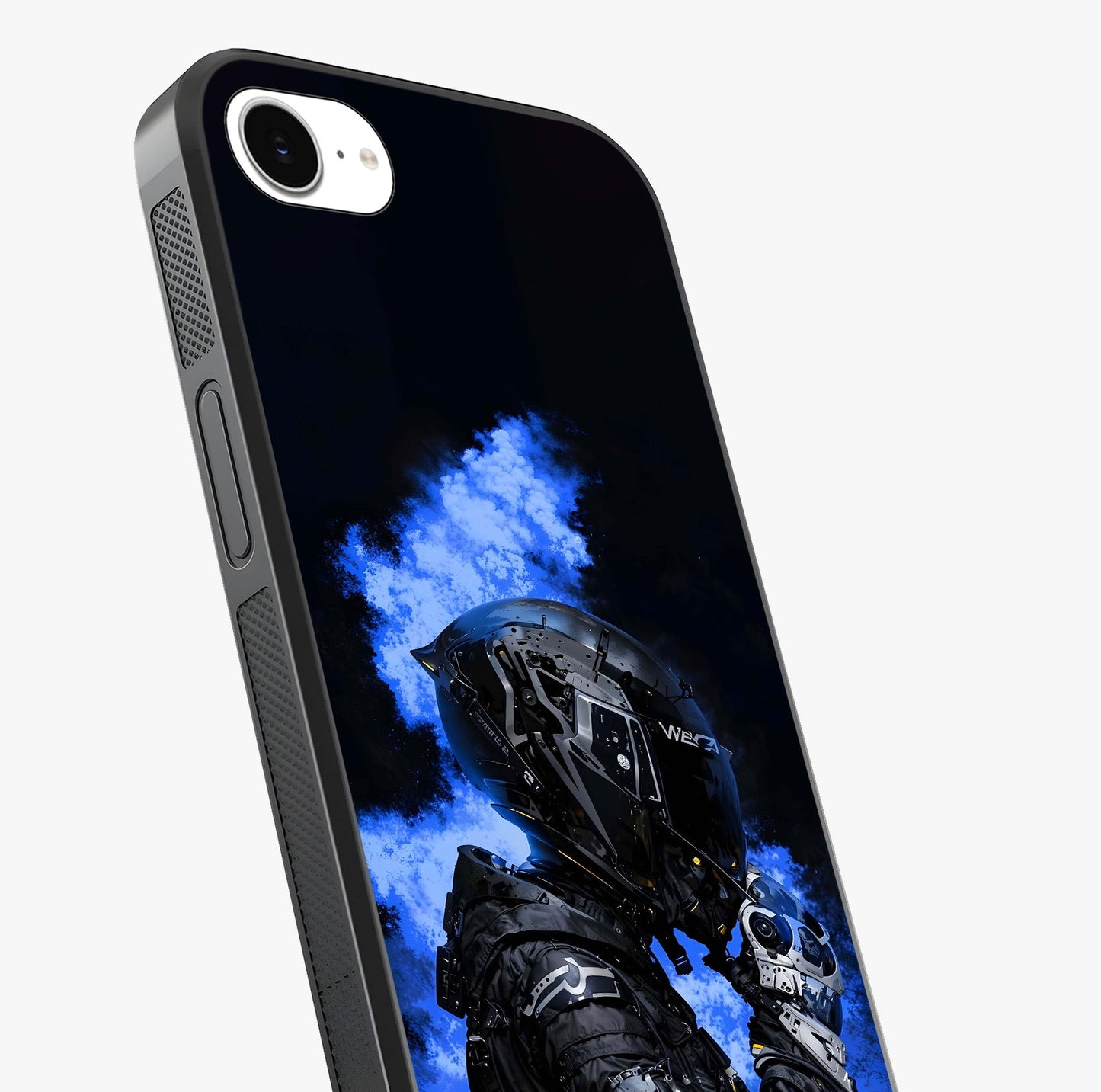Cyber Sentinel Protocol Glass Case captured at a warm angle highlighting gloss, texture and premium glass finish.