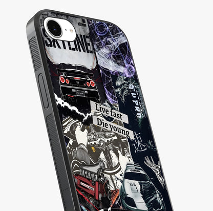 Die Young Glass Case captured at a warm angle highlighting gloss, texture and premium glass finish.