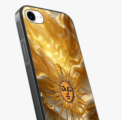 Eternal Golden Glow Glass Case captured at a warm angle highlighting gloss, texture and premium glass finish.