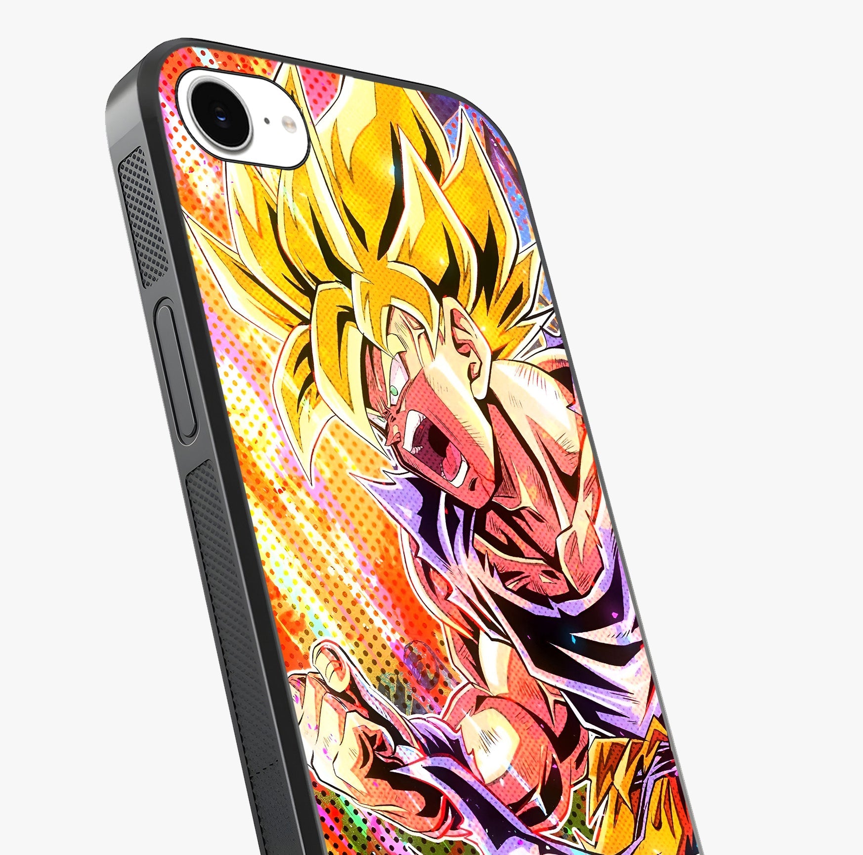 Firing Goku Glass Case captured at a warm angle highlighting gloss, texture and premium glass finish.