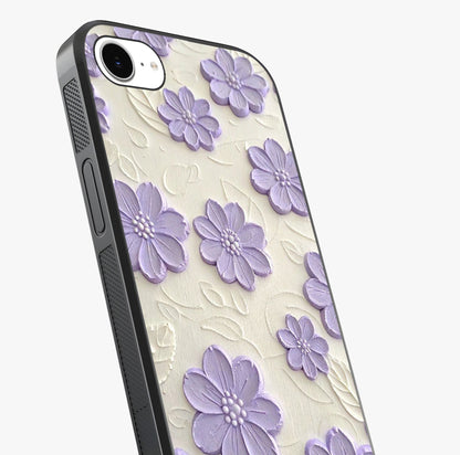 Floral Wall Art With Purple Flowers Glass Case captured at a warm angle highlighting gloss, texture and premium glass finish.