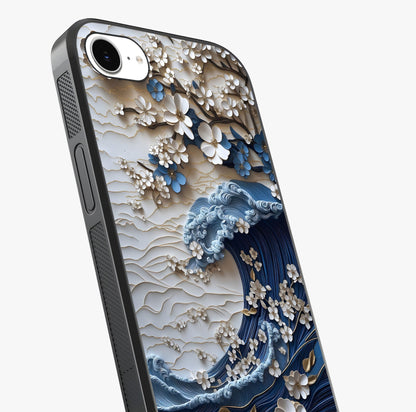 Floral Wave Origami Glass Case captured at a warm angle highlighting gloss, texture and premium glass finish.