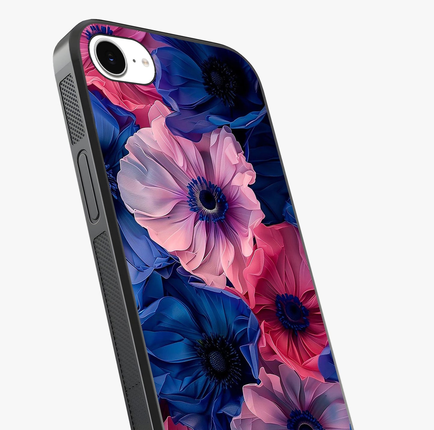 Flower Paper Art Pattern Glass Case captured at a warm angle highlighting gloss, texture and premium glass finish.
