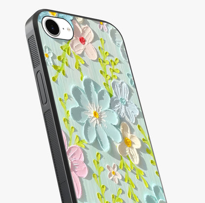 Frosted Petal Garden Glass Case captured at a warm angle highlighting gloss, texture and premium glass finish.