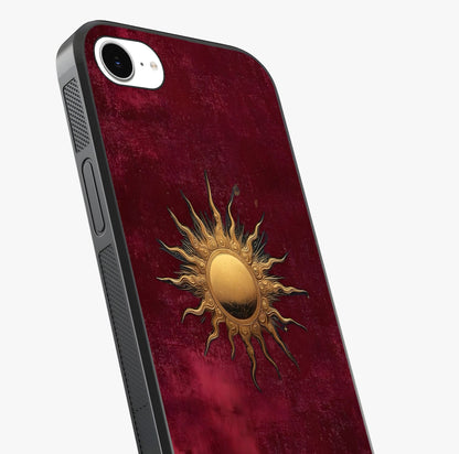 Gold Sun Blush Glass Case captured at a warm angle highlighting gloss, texture and premium glass finish.