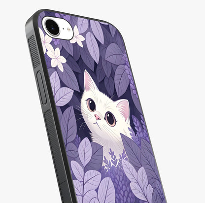 Lilac Hide Peek Cat Glass Case captured at a warm angle highlighting gloss, texture and premium glass finish.