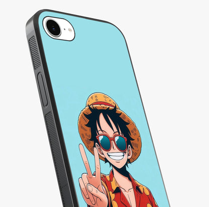 Luffy Summer Anime Vibe Glass Case captured at a warm angle highlighting gloss, texture and premium glass finish.