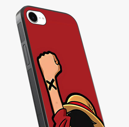 Luffy X Spirit Glass Case captured at a warm angle highlighting gloss, texture and premium glass finish.