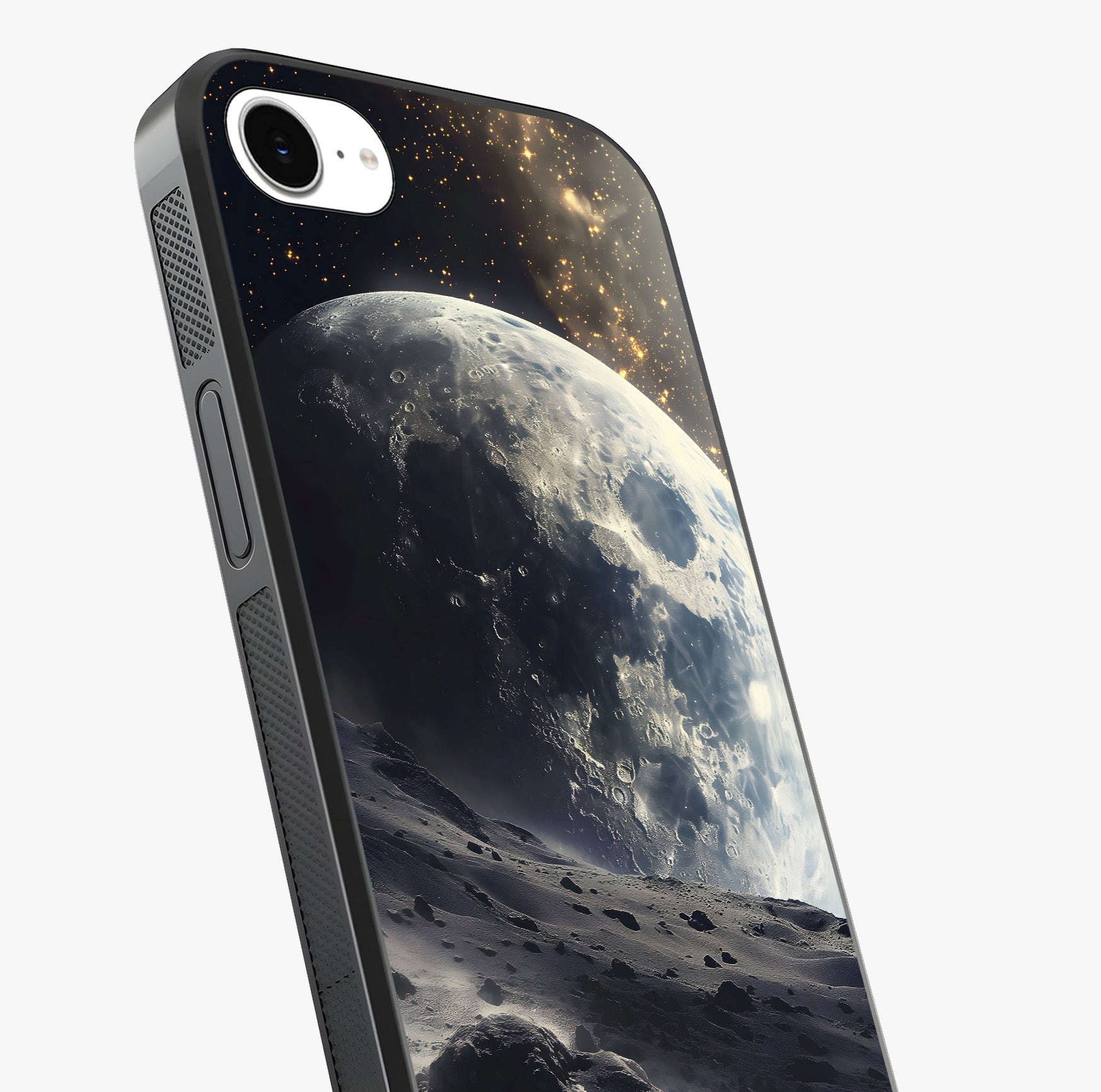 Lunar Horizon Glow Glass Case captured at a warm angle highlighting gloss, texture and premium glass finish.