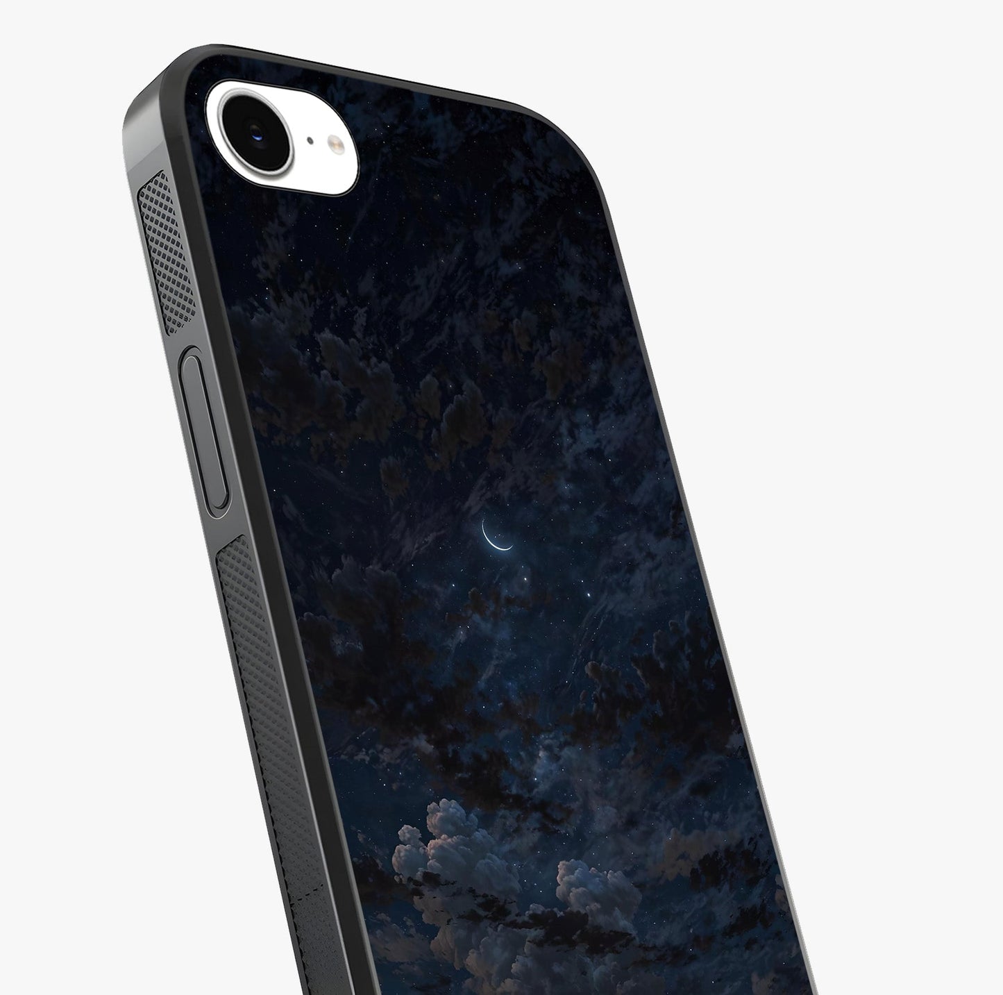Lunar Veil Silence Glass Case captured at a warm angle highlighting gloss, texture and premium glass finish.