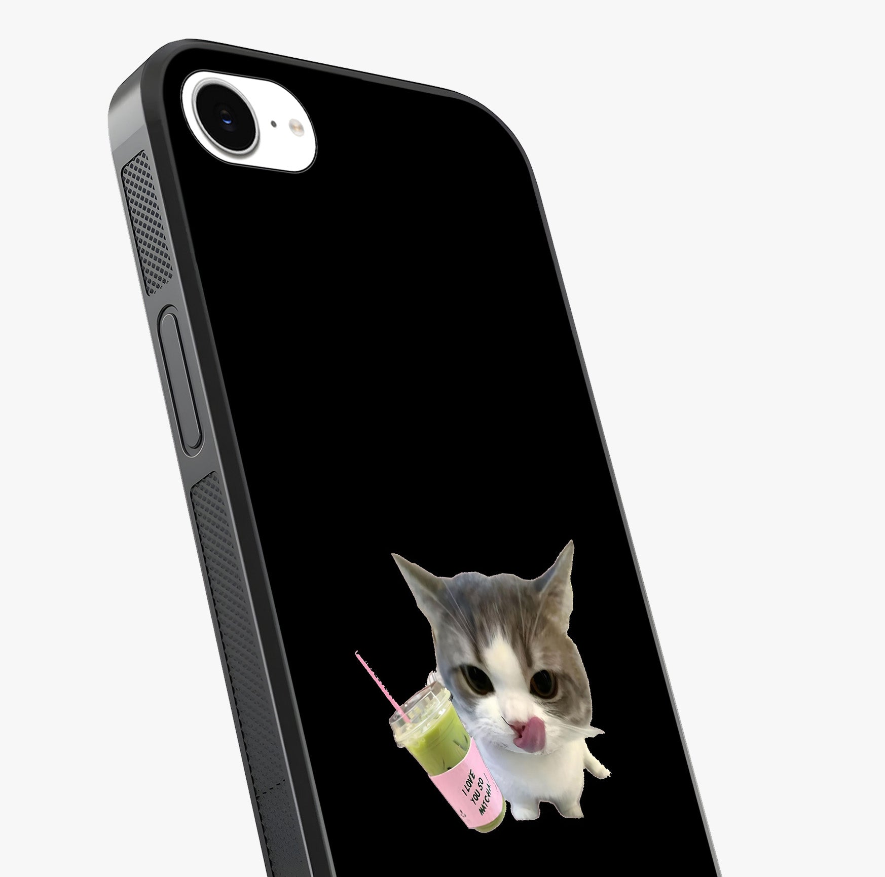 Matcha Cat Style Glass Case captured at a warm angle highlighting gloss, texture and premium glass finish.