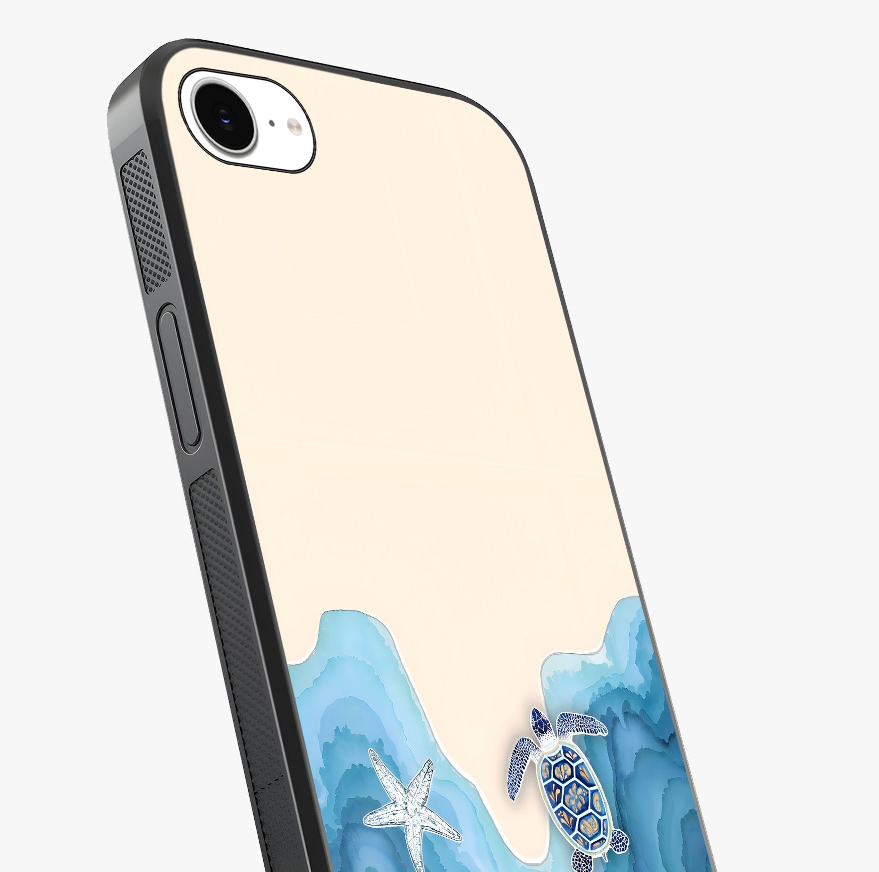 Ocean Drift Turtle Glass Case captured at a warm angle highlighting gloss, texture and premium glass finish.