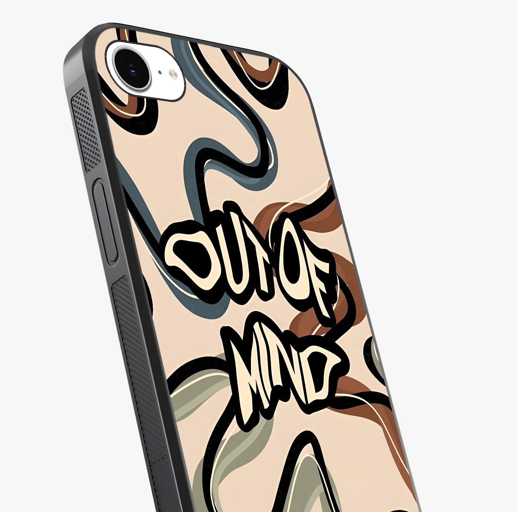 Out Of Mind Glass Case captured at a warm angle highlighting gloss, texture and premium glass finish.