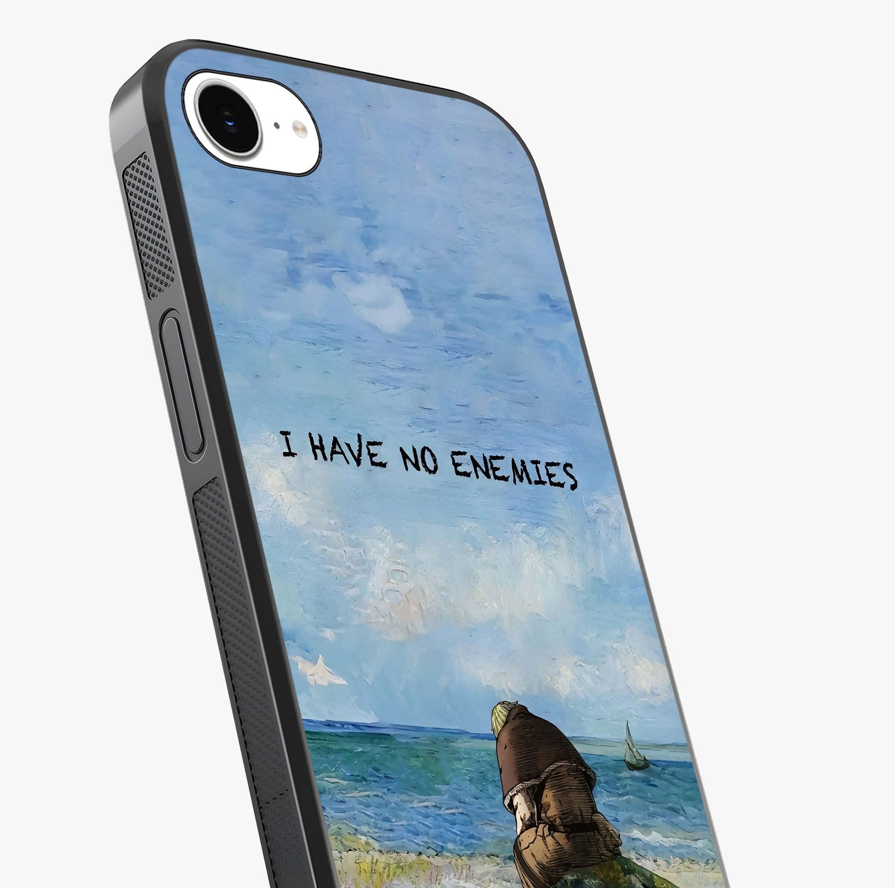 Peace Beyond War Glass Case captured at a warm angle highlighting gloss, texture and premium glass finish.