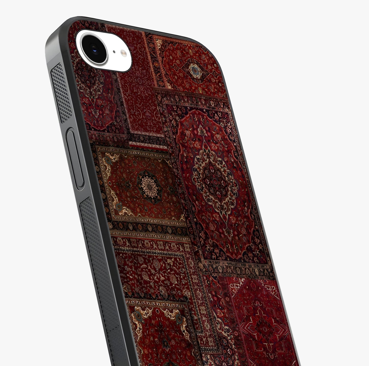 Persian Velvet Tale Glass Case captured at a warm angle highlighting gloss, texture and premium glass finish.
