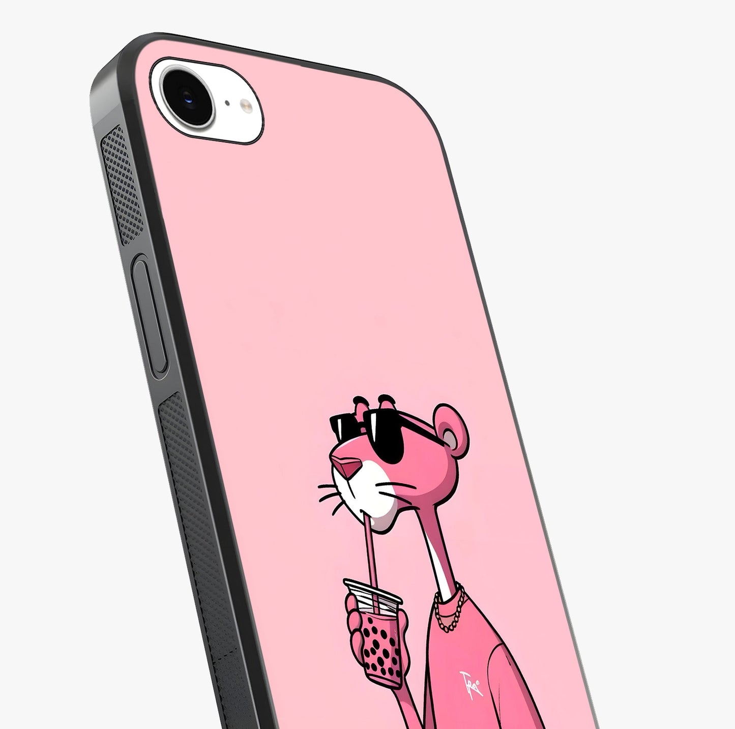 Pink Panther Glass Case captured at a warm angle highlighting gloss, texture and premium glass finish.